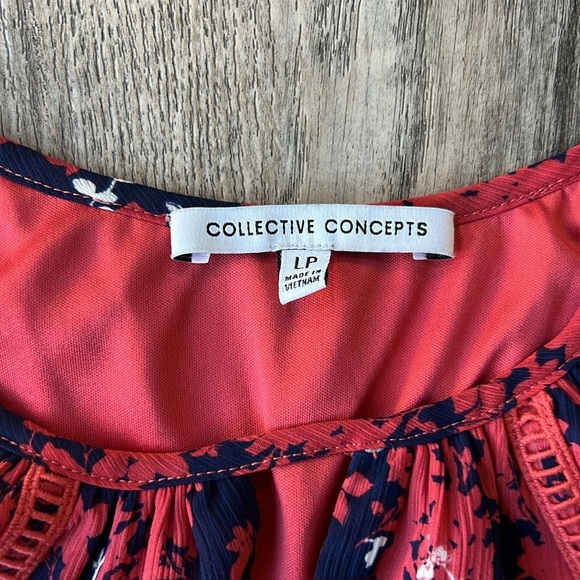 Collective Concepts Dress Red Printed Floral Midi Dress Size Large Petite - Picture 6 of 11